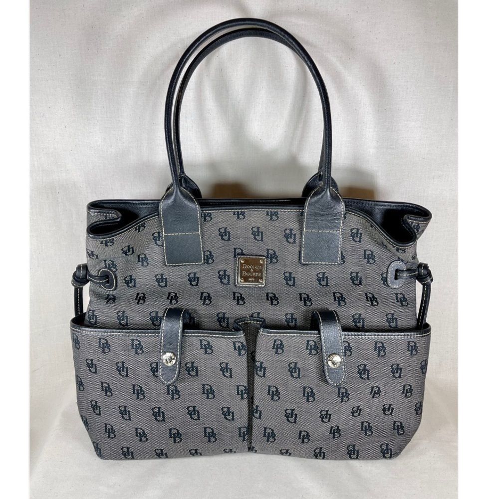 Dooney & Bourke Black & Grey Signature Logo Extra Large Shoulder Bag